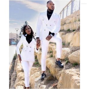 Men's Suits White Couples Same Suit Mens Womens Set Slim Fit Outfit MTM Prom Jacket Pant Wedding Blazer Street Wear 2 Pieces