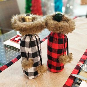 Christmas Decorations Year 2023 Xmas Wine Bottle Dust Cover Gift Tableware Bags Noel For Home Dinner Table Decor