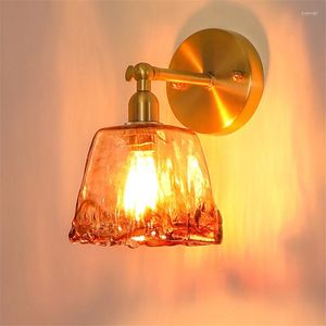 Lampade da parete Nordico in vetro color tè Loft Minimalista Vintage Sala da pranzo Home Oro Camera da letto di lusso Applique Lampade