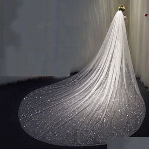 Bridal Veils Sparkly Bling Wedding Long Cathedral Length Sequined Beads Bride Veil With Comb Drop Delivery Party Events Accessories Dhdac