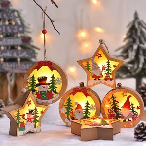 Christmas decorations LED illuminated Christmas tree pendant Santa Claus snowman deer night light pendant