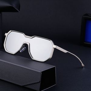 Starke Sonnenbrille mit Vollmetallrahmen, neuartiges Design, einteilige Gläser, modische Sonnenbrille