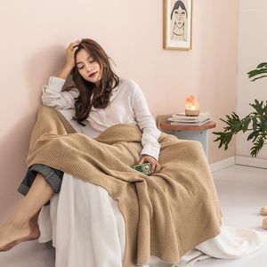 Battaniye pamuk örgü battaniye kanepeyi kapak 85x135cm ve 120x180cm atma sıcak yatak ketenleri ofis yatak örtüsü