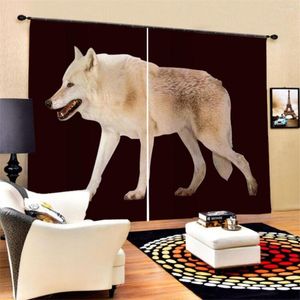 Perde Wolf Baskı Hayvanları Dekor Odası Kültürler Perdeler 3D Pencere Dökümleri Oturma Yatak Odası 2 Paneller Set Siyah Lüks