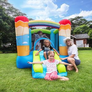 Inflatable Bounce House for Kids Newborn Bouncer Indoor Outdoor Garden Playhouse Castle Jumping Jumper Birthday Party Play Fun Hot-air Balloon Theme Moonwalk Small