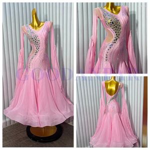Сценическая одежда, платье для бальных танцев для женщин, танцевальные костюмы, розовая стандартная танцевальная одежда