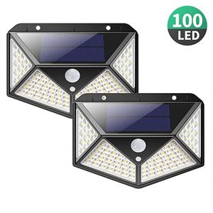 Outdoor wall lamp, Solar Lights 100LED 4-side 3 Modes Motion Sensor Security Lights, IP65 Waterproof Wall Lights, Bright for Backyard Garden Fence Patio Front Door