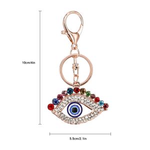 Keychains Lanyards L Blue Evil Eye Hamsa Keychain Crystal Charm Purse Pendant Handväska Bag dekoration Holiday Ornament för mamma Rose Gol AMGMF