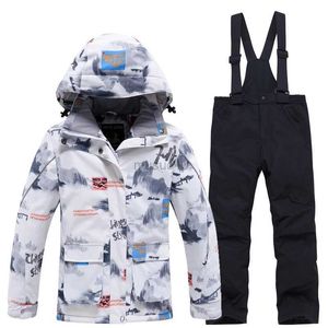 Other Sporting Goods Children's Snow Suit Wear Outdoor Waterproof Windproof Warm Costume Winter Snowboarding Ski Jacket + Strap Pant Boys and Girls HKD231106