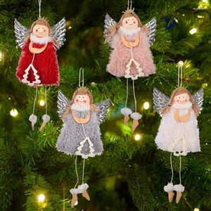 Juldekorationer 2023Christmas Handgjorda hantverk Plush Angel Girl Doll Pendant Tree Hängande ornament år Xmas presentleksak