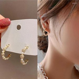 Stud Earrings For Women Simple Geometric Crystal Pearl Elegant Fashion Jewelry Accessories Wholesale