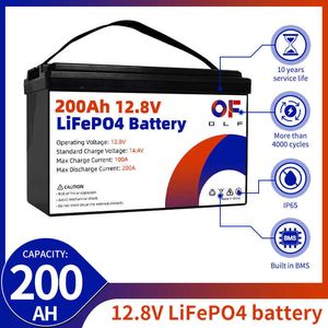 12V 200AH LIFEPO4 Battery Pack Pack Fosfato de Lítio BMS embutido para o sistema de energia solar RV Carrinho de golfe Motor Off Grade