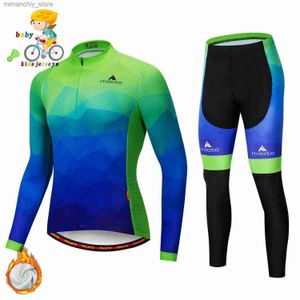 Kolarskie koszulki Sets Miloto Kids Cycling Odzież Boys Gradient Jersey Set Mistrz świata 2021 Zimowe dzieci Mundur termiczny Q231107