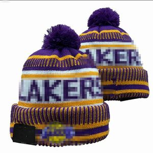 Lyxiga mössor lakers beanie los angeles lal designer vinter män kvinnor modedesign stickade hattar fall ull cap brev jacquard unisex varm skalle sport stickad hatt a23