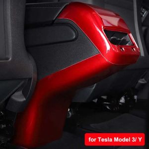 For Tesla Model 3 Y Armrests Box Rear Panel Seat Anti-Kick Kickproof Protection Trim Cover Carbon Fiber Interior Accessories