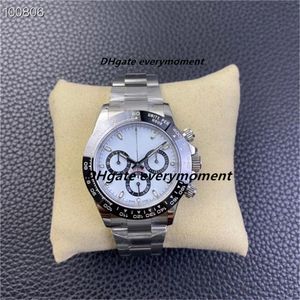 Temiz Fabrika Seramik İzleme 116500 40mm Otomatik Mekanik Cal.4130 Hareket Zamanlayıcı Erkek Saatler 904L Safir Glow Su geçirmez Paslanmaz Çelik Panda Koltwatch-1