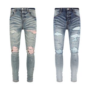 фиолетовые джинсы, дизайнерские мужские дизайнерские джинсы для мужчин, женские брюки, фиолетовый бренд, летняя дыра, новый стиль, вышивка, самосовершенствование и модные маленькие ноги, размер 30-40 9066488