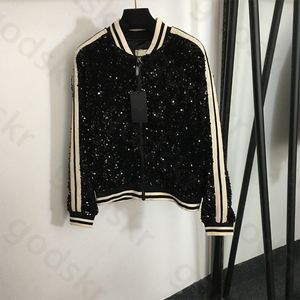 Pullu Nakış Spor Ceket Kadın Moda Gevşek Fermuarı Sweatshirt Tasarımcısı Uzun Kollu Ceket