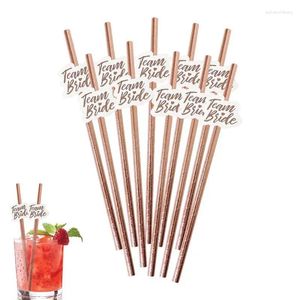 Disposable Cups Straws Bride Team Bachelorette Party Rose Gold Decoration Bridal Shower Wedding Supplies Set Of 10 Night