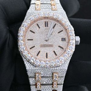 프리미엄 품질의 골동품 완전 아이스 아웃 시계 VVS Clarity Moissanite Studded Diamond Watch 고급 스테인리스 스틸 감시