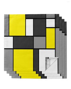 Table Napkin 4pcs Geometric Figures Yellow Abstract Square 50cm Wedding Decoration Cloth Kitchen Dinner Serving Napkins