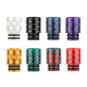 510 Long Snakeskin Resin Drip Tips Honeycomb Wide Cigarette Holder Driptip Smoking Pipe Bocal para 510 Thread Smoke RDA RBA Tanque Atomizadores Boca Pieces Cover