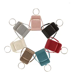Evening Bags Korean Version Of Zipper Cell Phone Bag Purse Crossbody Wristlet Clutch Retro Woven Double Coin Designer For Women