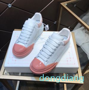 Sneakers White Black Leather Cloth Shoes Men's and Women's Flats Lace-up Platform Elevation Sneakers