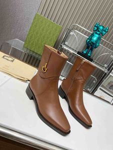 Winter's latest popular half horse buckle detail European and American punk style riding boots