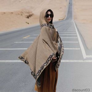 Scarves Women's Winter Capes Female Scarf Pareos Long Cardigan Shawls Women with Hat Luxury Cardigans Poncho Wrap Coats Designer S2g5ij