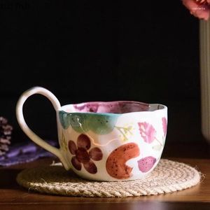 Tazze Tazza in ceramica dipinta a mano Manico grande creativo Caffè Tè pomeridiano Tazza di succo Bevanda Tazze per la colazione domestica