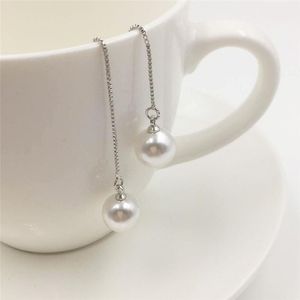 Dangle Earrings & Chandelier Simulated Pearl Women Fashion Pendant Long Chain Earring Lady Cubic Zirconia Bridal Wedding