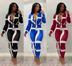 Women Designers Clothes 2023 two piece set pants printed stripes tracksuit top and club sexy outfits matching sets
