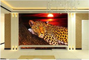 Обои на заказ, 3d обои на стену с изображением леопарда на закатном побережье Африки, домашний декор для 3 D в рулонах