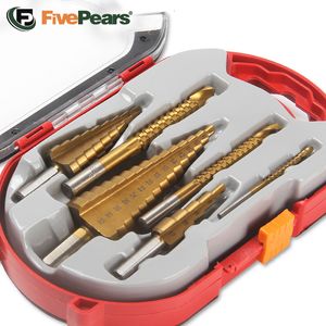 Borrbitar Fempears Step Drill Bit Set Material HSS för Soft Metalthin Iron Sheetwoodplastic Stepped Drill For Metal 230404