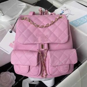 23p Top Couro Mulheres Bolsa Dupla Mochila Luxo Designer Bolsa Moda Clássica Como 10A Um Ombro Rosa Mini Lingge Reprodução Primavera Sacos de Verão