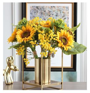 Konstgjorda blommor hem dekorativ solros för bröllopsdekorationer