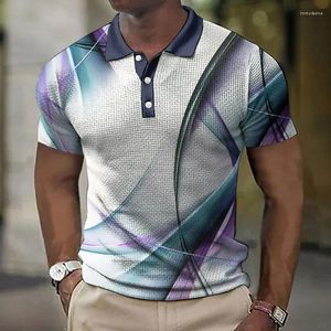 Men's Polos Polo Shirt Button Up Lapel Graphic Prints Geometry Turndown Outdoor Street Blouse Top