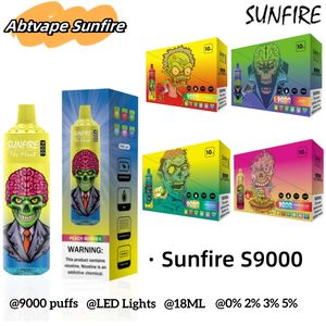 Original R Sunfire M 12K Puff 10000 Tornado 9000 Puff Disposable E Cigaretter med Verified Code Puff 9K 0% 2% 3% 5% Laddningsbart batteri 18 ml enhet Förfylld vagnar POD 12K