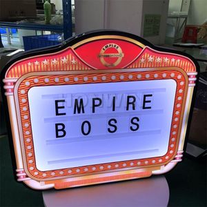 Custom LED VIP Marquee Message Board Light Box Neon Sign with 3 sets Interchangeable A-Z Letters and 0-9 numbers Happy Birthday for Events Party Lounge Bar Night Club