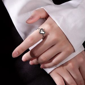 Pierścienie klastra Ventfille 925 Sterling Silve Love Heart Ring for Women Girl Prezent Retro Sweet Romanty