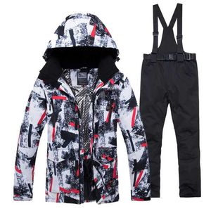 Other Sporting Goods Men's Snow Suit Wear Waterproof Windproof Outdoor Sports Costume Snowboarding Clothing Ski Jacket Strap Pant for Male HKD231106