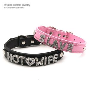 Chokers Sexy Frau Slave Letters Halsband Halskette Männer Frauen Punk Goth Erwachsene Cosplay Personalisierte Custom Chocker Schmuck Geschenk 230404