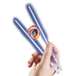 Chopsticks 1 Pair Lightsaber Portable LED Light Up Chop Sticks Reusable Sushi Luminous Chopstick Lightweight Grade ABS