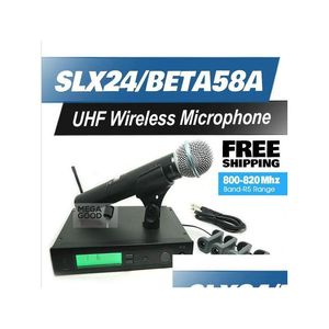 Microphones Microfono Professional UHF Wireless Microphone SLX24/BETA58 Högkvalitativ SLX Cordless 58A Handheld Karaoke System Drop D DHMTK