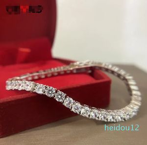 Pulseiras de tênis real prata esterlina sparking alto carbono diamante eterno casamento pulseira presente