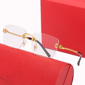 Designer for Women Designer Sunglasses Shades Glasses Rimless Rectangle Buffalo Horn Fashion Classic Mens Clear Black Eyeglasses Sun Eye