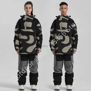 Other Sporting Goods 2023 Gsou Snow Ski Wear Women Man Hooded Sweater Reflective Trend Ski Wear Thickened Warmth Waterproof Ski Equipment Ski Suit HKD231106
