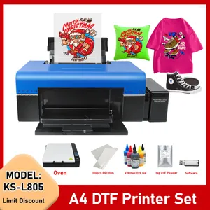 Printer For L805 Bundle Direct To Film Transfer A4 Printing Machine T Shirt All Fabric