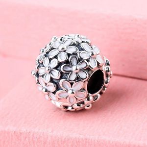 925 Sterling Silber Liebling Gänseblümchen Wiese Clip Stopper Charm Bead mit Emaille passend für European Jewelry Pandora Style Charm Bracelets